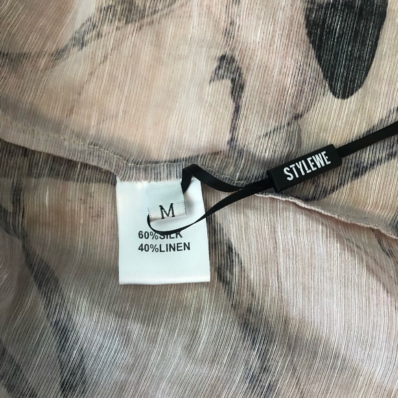 Elenyun Silk/Linen sheer floral half sleeve button front jacket M - Picture 15 of 16